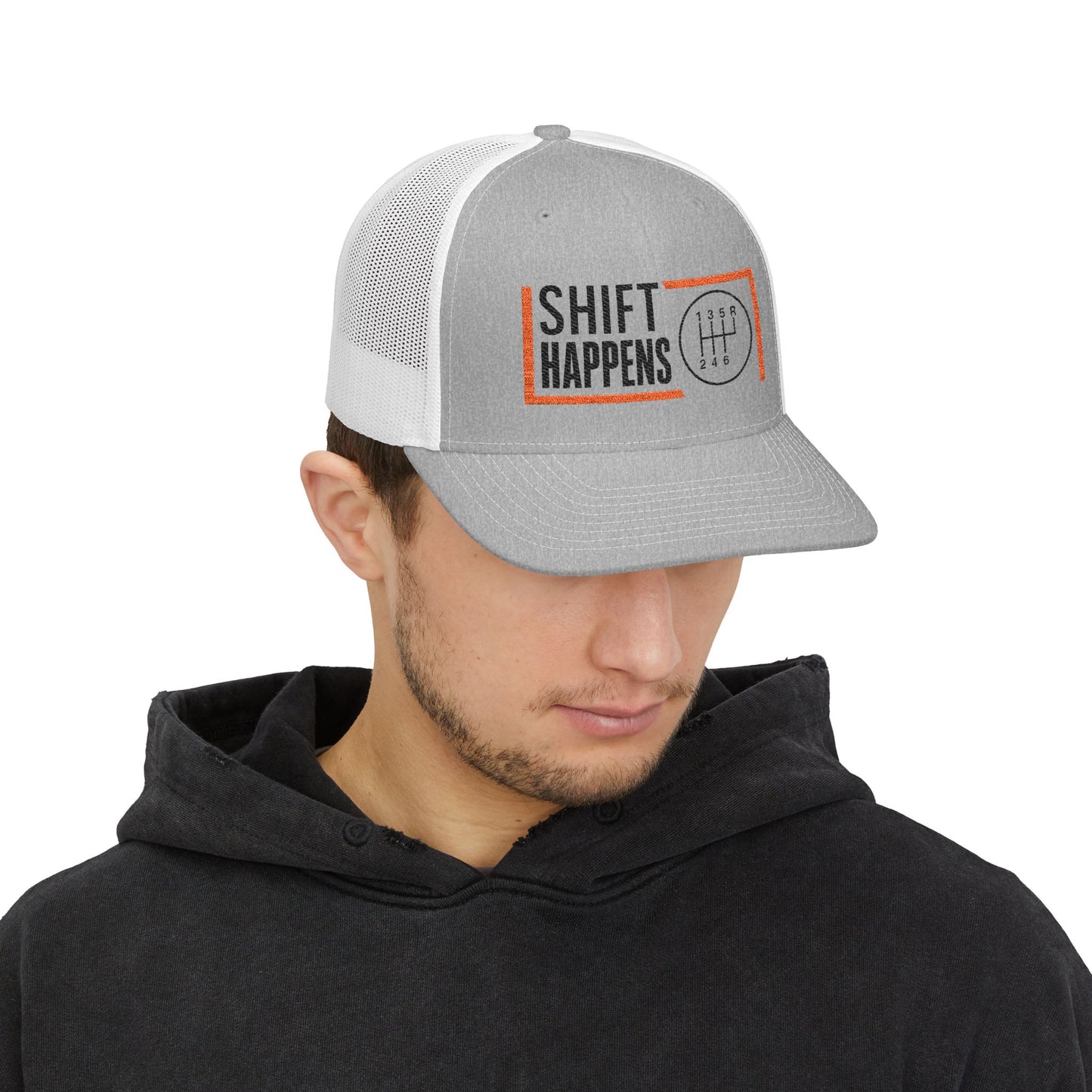 Fun Embroidered Snapback Cap for Car Lovers, Shift Happens Hat, Gift for Gearheads, Casual Style Baseball Cap, Trendy Automotive Merch